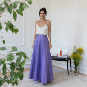 Alternative view of Elegantes Floor Length Formal Cotton Skirt with High Waist