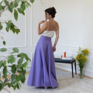 Elegantes Floor Length Formal Cotton Skirt with High Waist