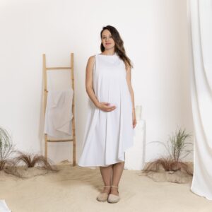 Elegantes White Asymmetrical Lässiges Maternity Dress
